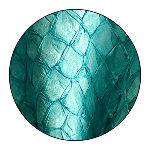 Zoom sur la texture du cuir de poisson couleur bleue turquoise