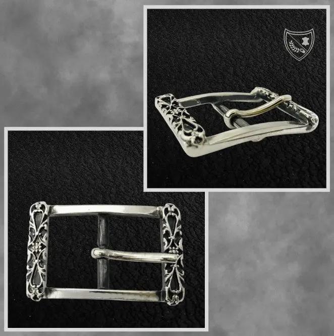 Boucle de ceinture Arabesque en zamac premium, motifs travaillés aux finitions élégantes, savoir‑faire italien, élégance sophistiquée, fermoir fiable pour confort et maintien. Vue face et profile