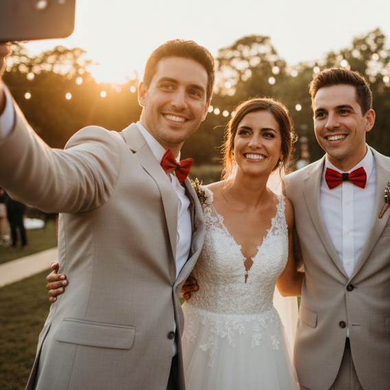 Photo selfie du groupe de mariage